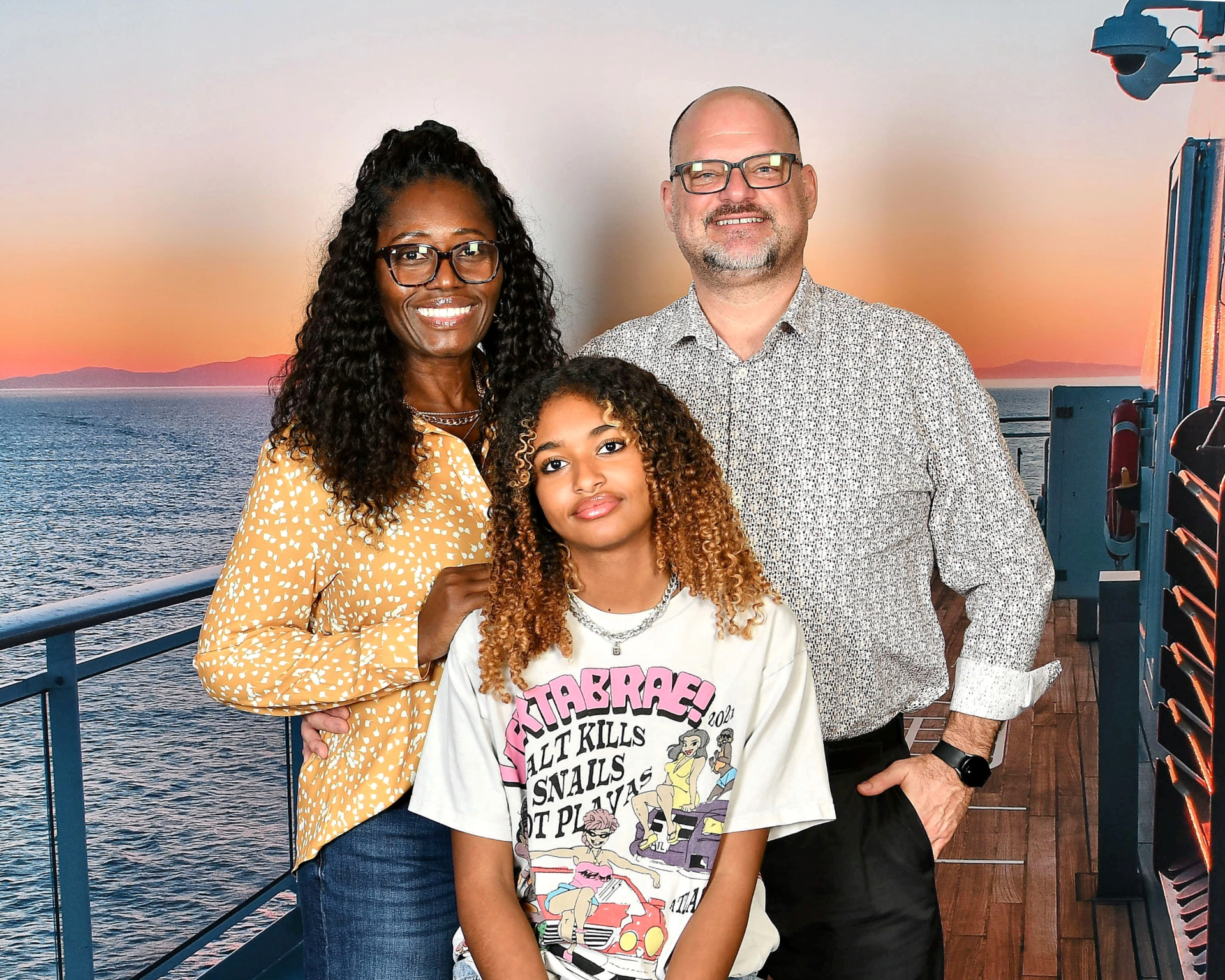 Tony with his family enjoying a sunset on a cruise ship — real relationships lead to real travel recommendations