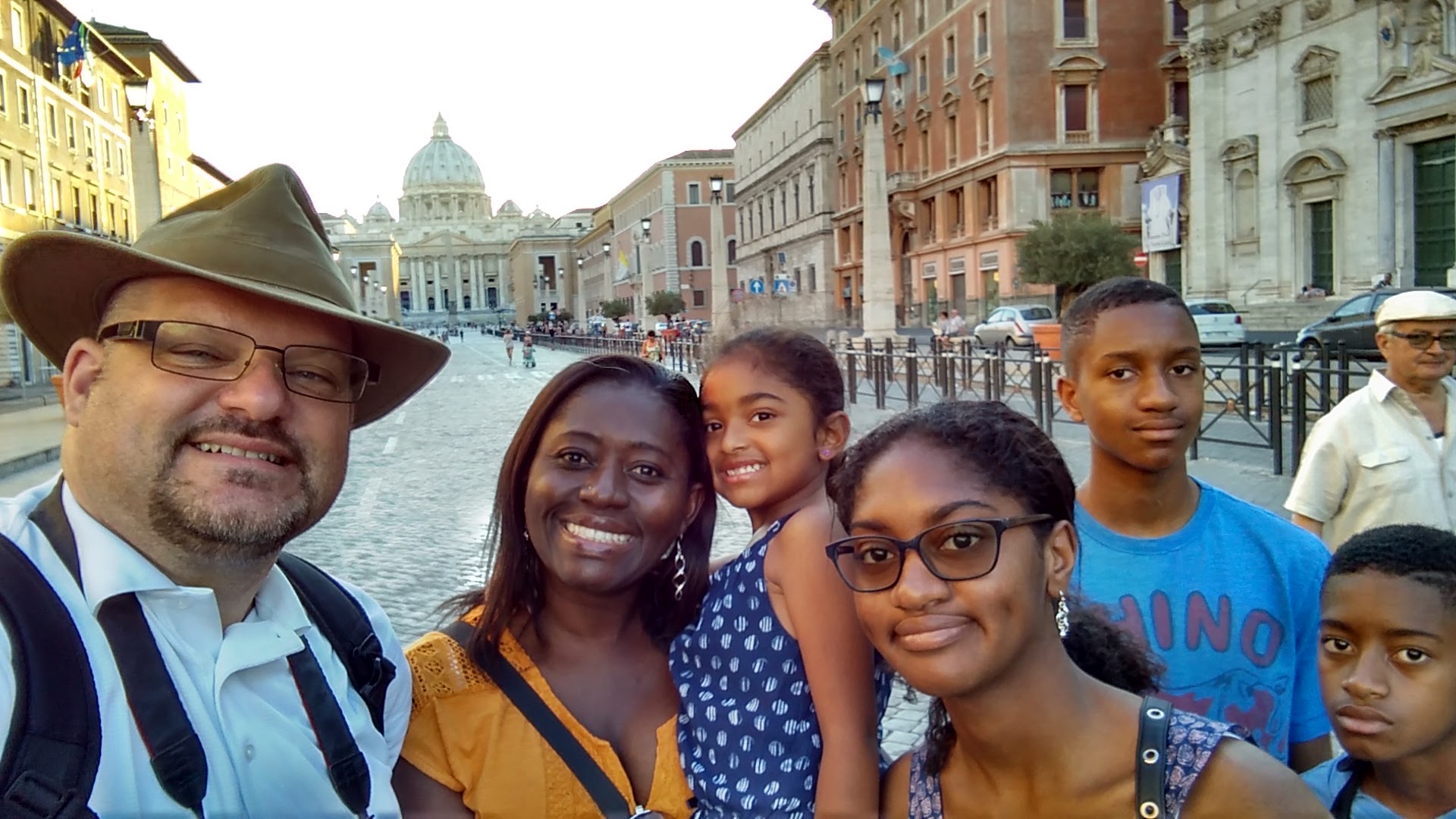The Pagan family near St. Peter's Basilica at the Vatican in Rome