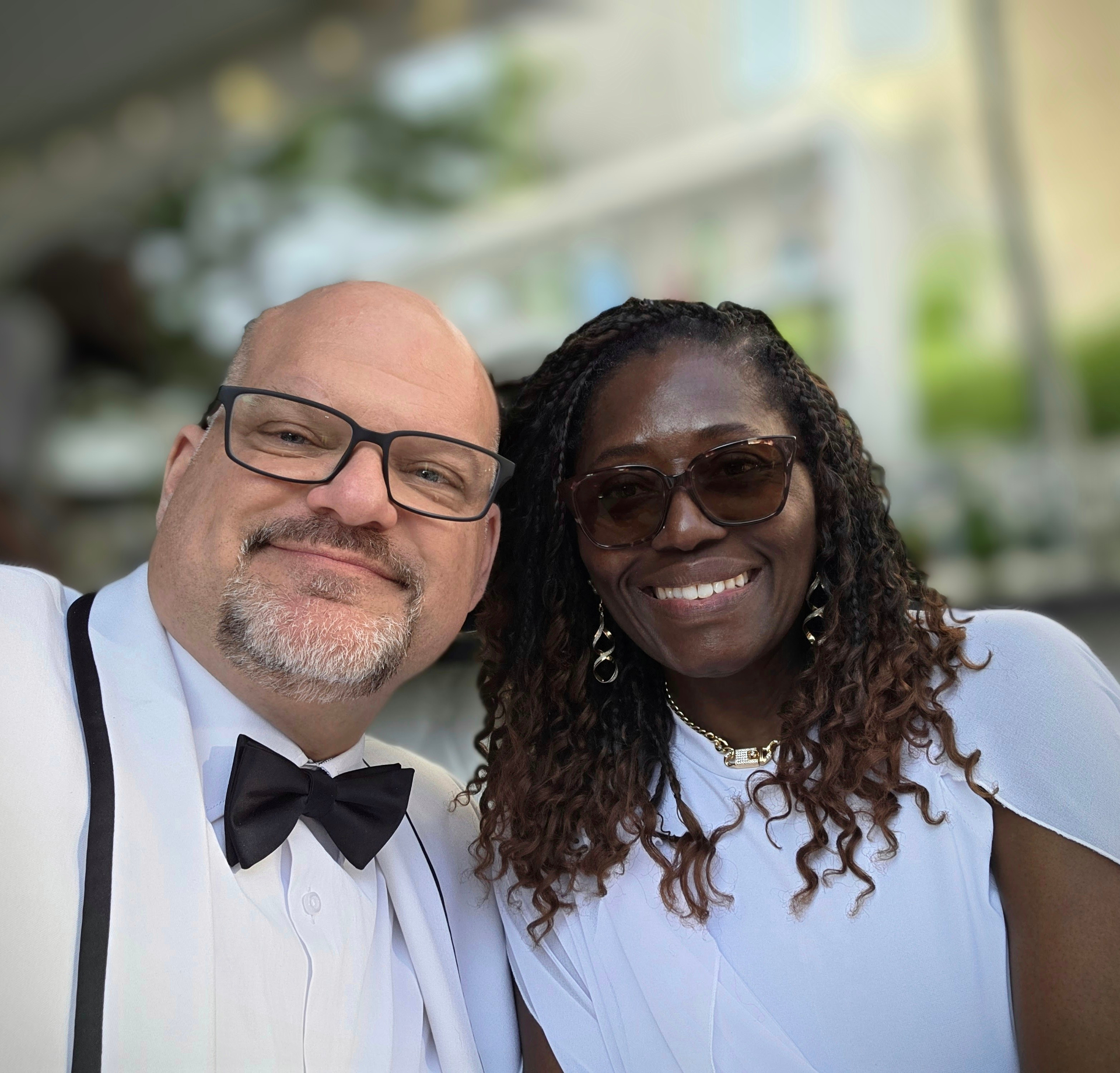 Tony and wife dressed up for a formal evening
