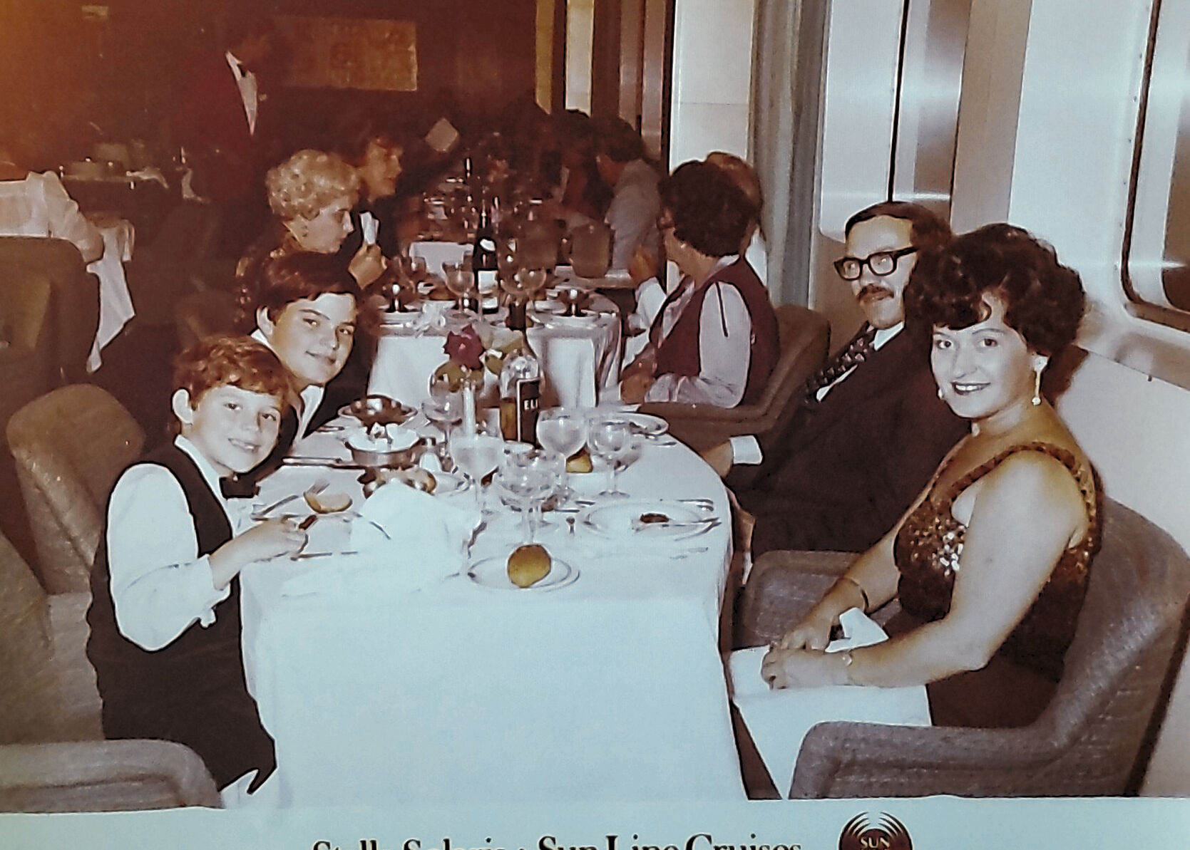 Family dinner on a Sun Line cruise