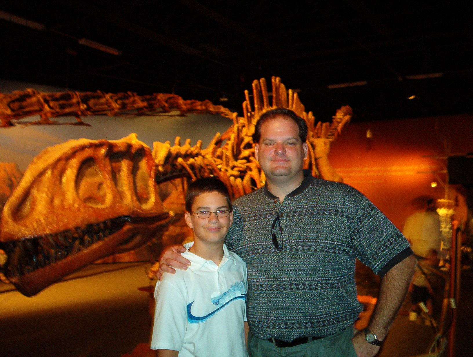 Tony and son at the dinosaur museum