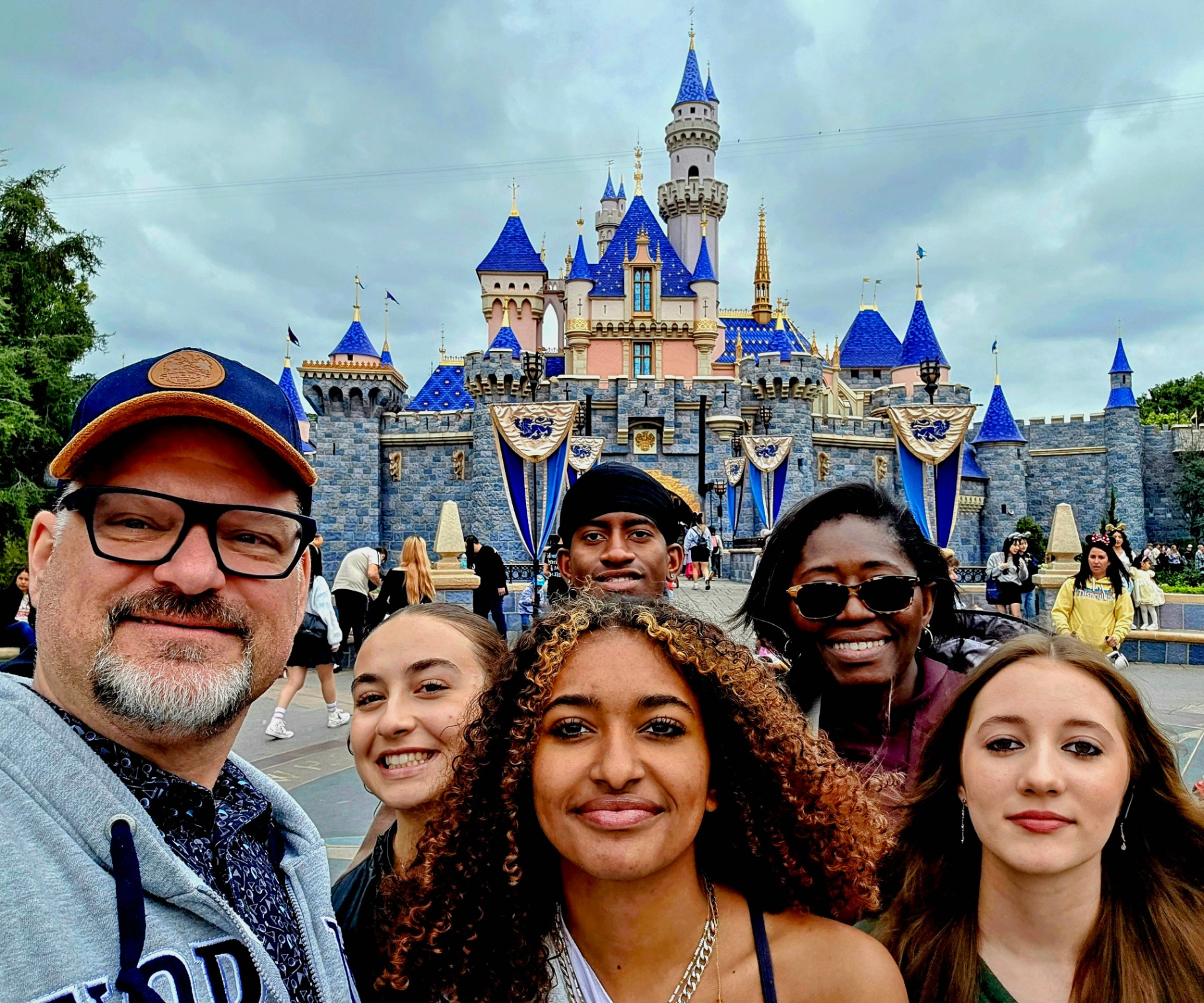 Family selfie at Disneyland castle