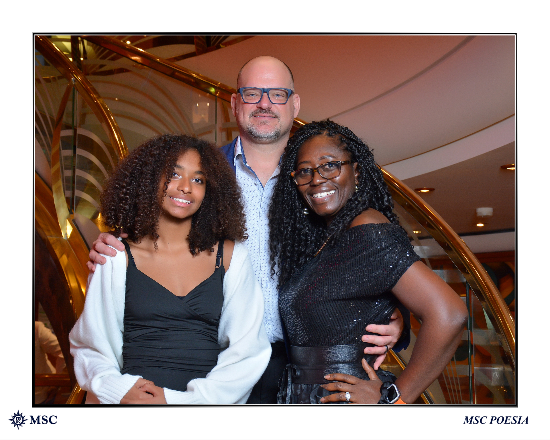 Family formal photo on MSC Poesia cruise