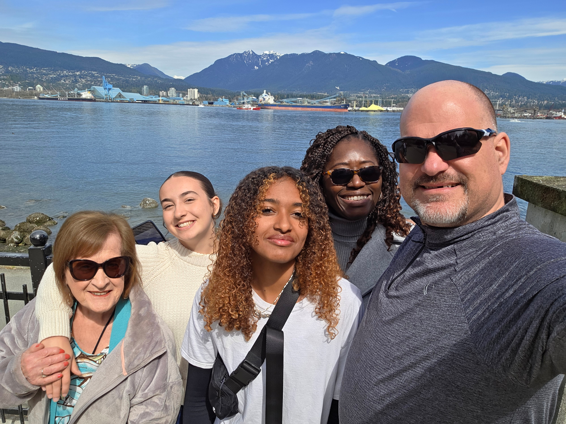 Family selfie at the Vancouver waterfront