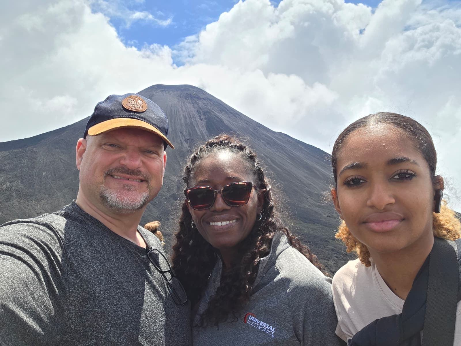 Family selfie at a volcano in Costa Rica